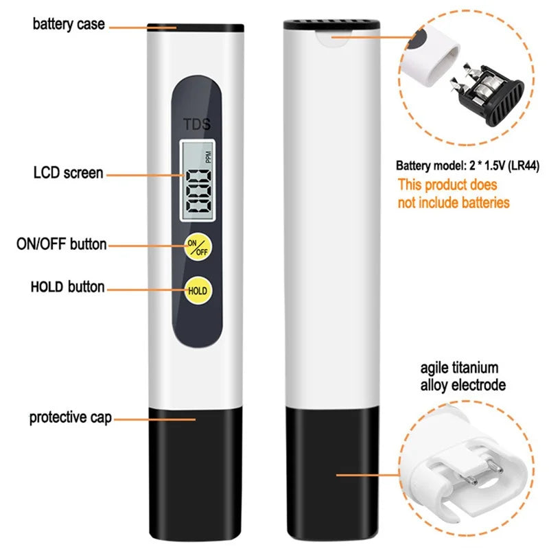 Portable Digital TDS Meter Household Water Quality Purity Tester Pen Measuring Tool