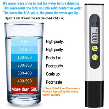 Portable Digital TDS Meter Household Water Quality Purity Tester Pen Measuring Tool