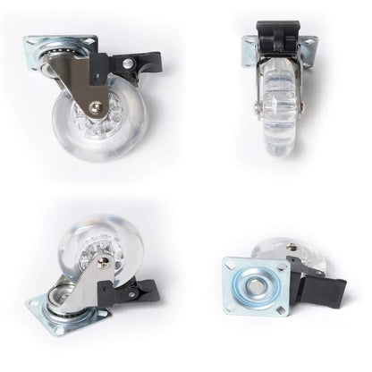 4Pcs 2-inch Crystal Clear Caster Universal Replacement Furniture Wheels with Brake