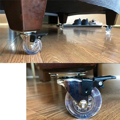 4Pcs 2-inch Crystal Clear Caster Universal Replacement Furniture Wheels with Brake
