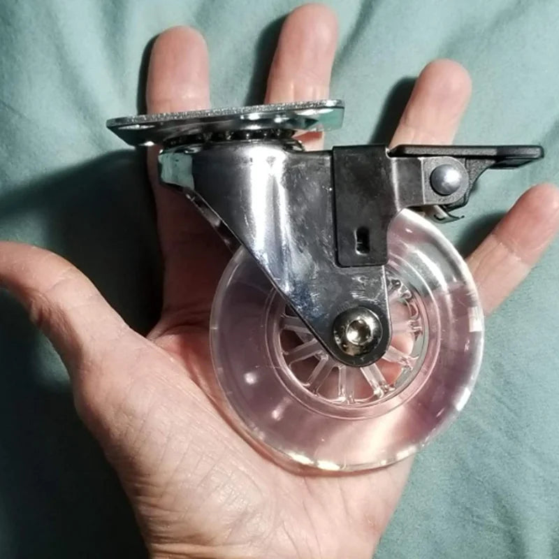 4Pcs 2-inch Crystal Clear Caster Universal Replacement Furniture Wheels with Brake