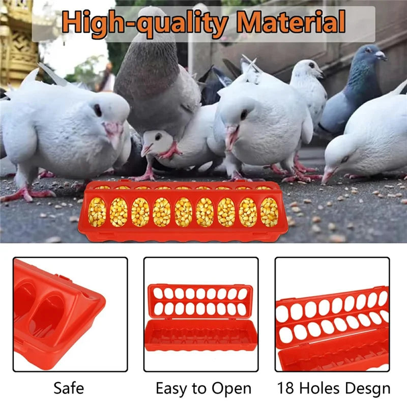 Flip Top Poultry Feeder 18 Holes Plastic Feeding Tray for Chicken Duckling Bird
