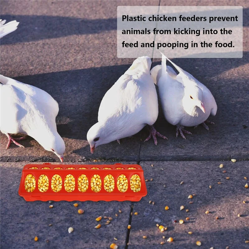 Flip Top Poultry Feeder 18 Holes Plastic Feeding Tray for Chicken Duckling Bird