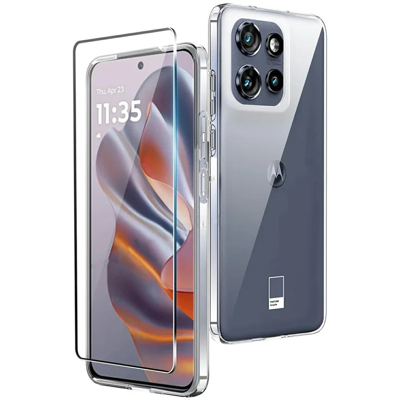 For Motorola Edge 50 Neo 5G / Moto S50 5G / Thinkphone 25 5G Clear TPU Anti-Scratch Phone Case + 2.5D Arc Edge Screen Protector