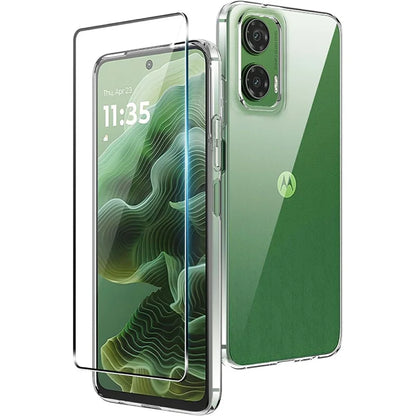 For Motorola Moto G35 5G Clear TPU Anti-Scratch Phone Case + 2.5D Arc Edge Screen Protector