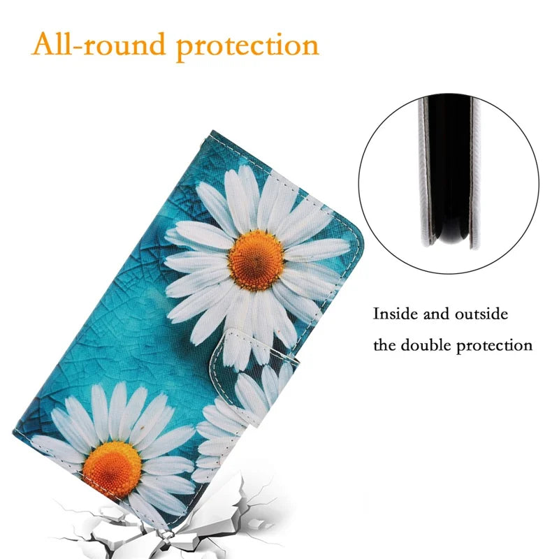 For Xiaomi 14T Case Pattern Printing Protective Leather Folio Phone Cover -  Chrysanthemum