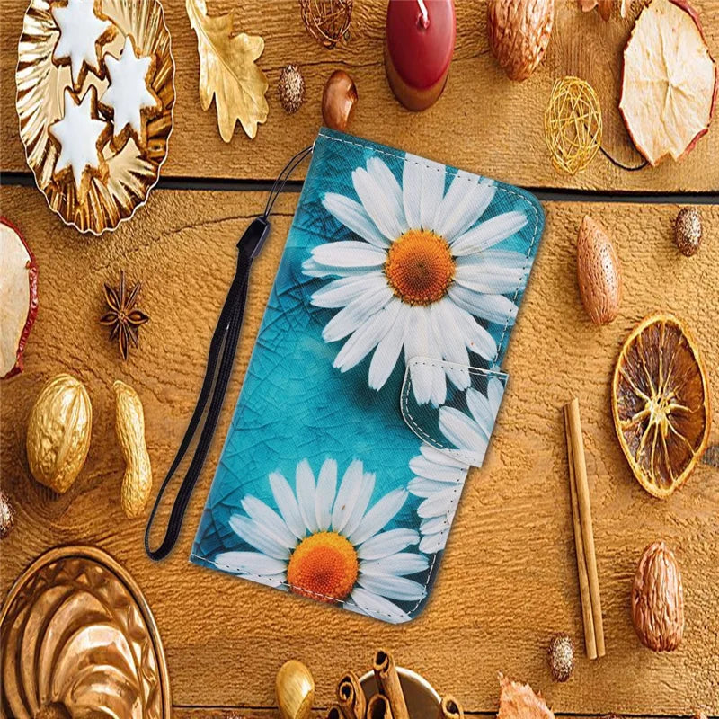 For Xiaomi 14T Case Pattern Printing Protective Leather Folio Phone Cover -  Chrysanthemum