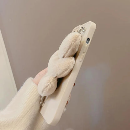 For iPhone 16 Pro Case Fluffy Heart Wristband TPU Phone Cover