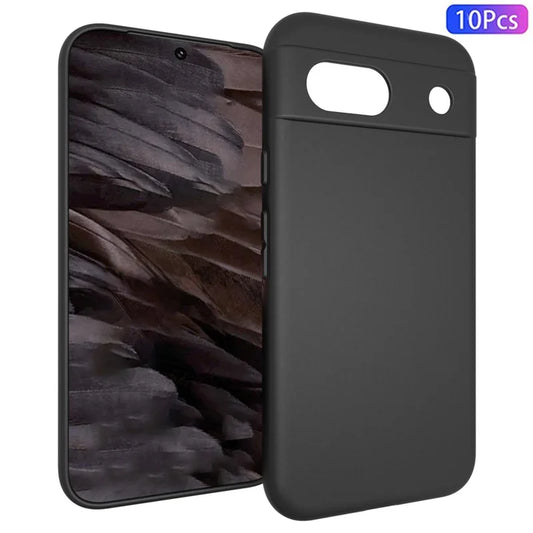10Pcs / Pack For Google Pixel 8a Case Anti-Fingerprint Soft TPU Protective Cover - Black