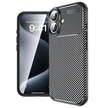 For iPhone 16 Case Carbon Fiber Texture TPU Phone Cover Heat Dissipation