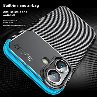 For iPhone 16 Case Carbon Fiber Texture TPU Phone Cover Heat Dissipation