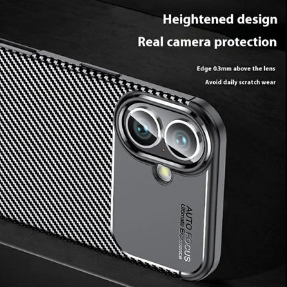 For iPhone 16 Case Carbon Fiber Texture TPU Phone Cover Heat Dissipation