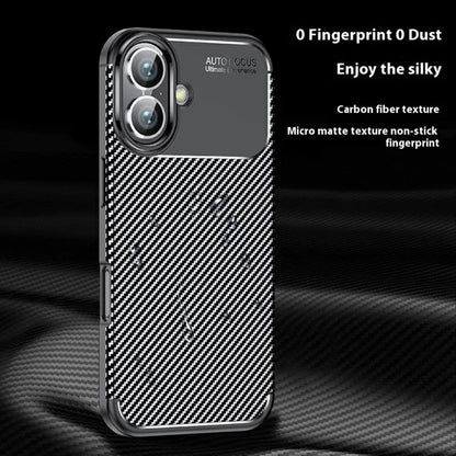 For iPhone 16 Case Carbon Fiber Texture TPU Phone Cover Heat Dissipation