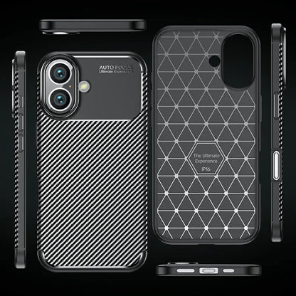 For iPhone 16 Case Carbon Fiber Texture TPU Phone Cover Heat Dissipation