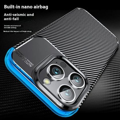 For iPhone 16 Pro Case Carbon Fiber Texture TPU Phone Cover Heat Dissipation