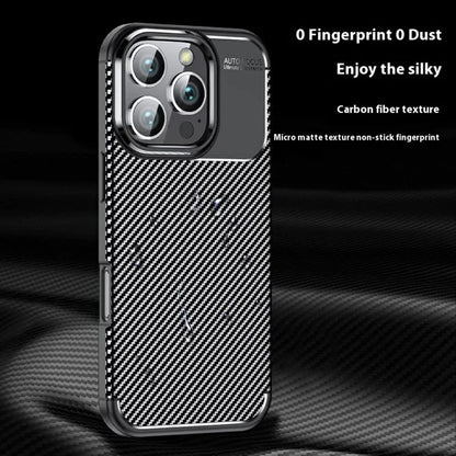 For iPhone 16 Pro Case Carbon Fiber Texture TPU Phone Cover Heat Dissipation