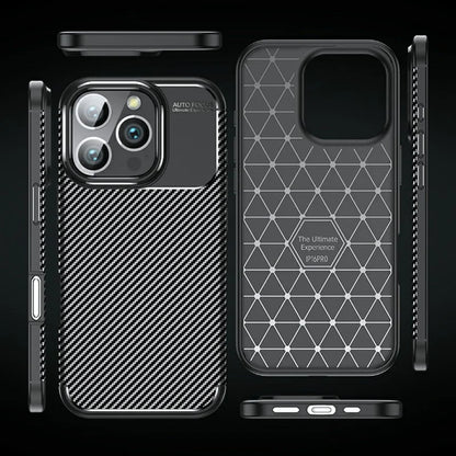 For iPhone 16 Pro Case Carbon Fiber Texture TPU Phone Cover Heat Dissipation