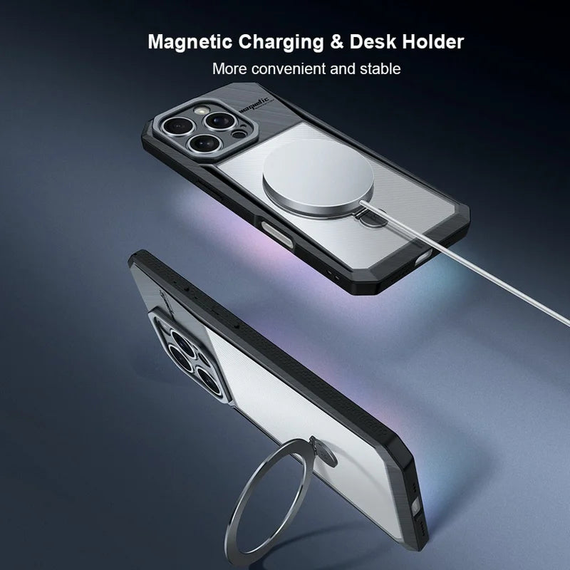 XUNDD For iPhone 16 Plus Case Compatible with MagSafe Kickstand  PC+TPU Phone Cover