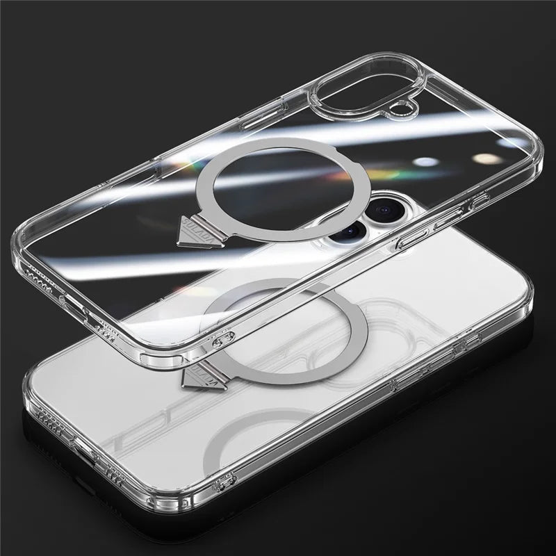 SULADA For iPhone 16 Plus Case Compatible with MagSafe Kickstand Clear Hard PC Phone Cover