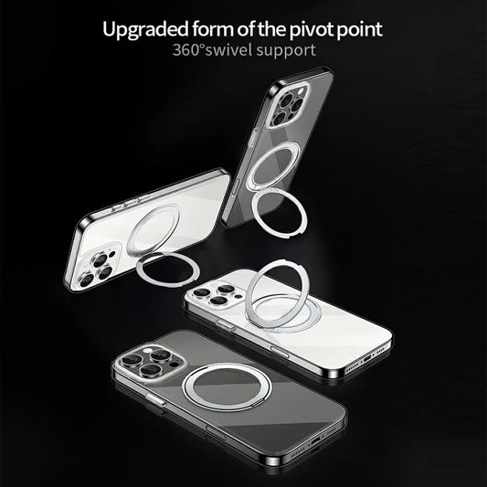 XUNDD Zero Sense Series For iPhone 16 Pro Case Compatible with MagSafe Rotating Kickstand PC+TPU Phone Cover