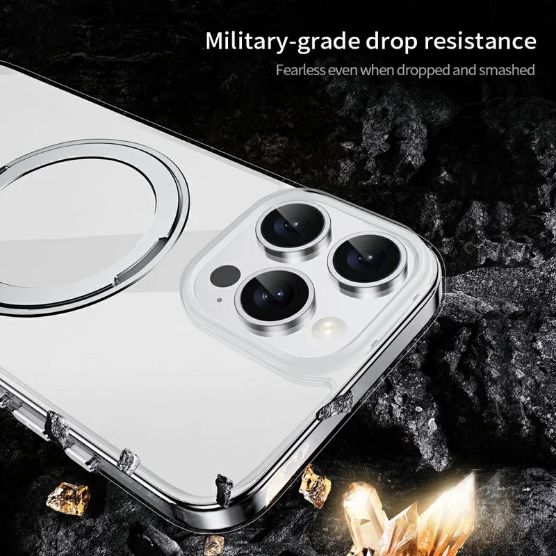 XUNDD Zero Sense Series For iPhone 16 Pro Case Compatible with MagSafe Rotating Kickstand PC+TPU Phone Cover