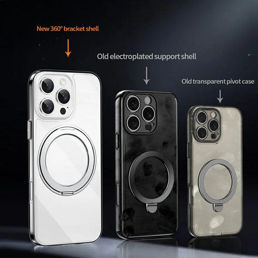 XUNDD Zero Sense Series For iPhone 16 Pro Max Case Compatible with MagSafe Rotating Kickstand PC+TPU Phone Cover