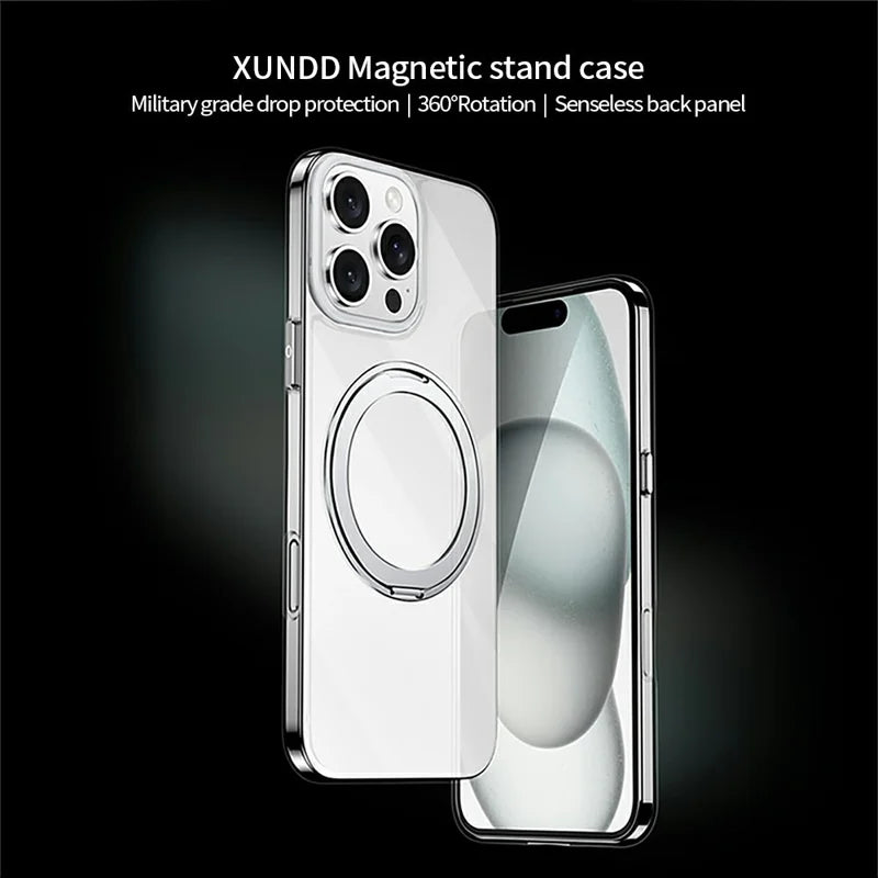 XUNDD Zero Sense Series For iPhone 16 Pro Max Case Compatible with MagSafe Rotating Kickstand PC+TPU Phone Cover