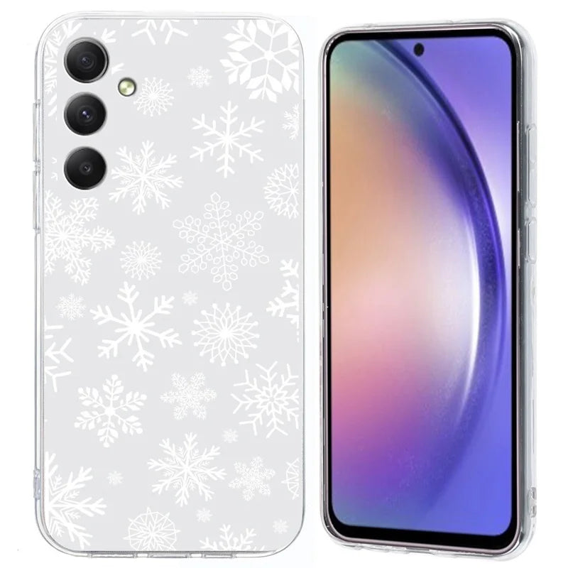 For Samsung Galaxy A16 5G / A16 4G Case Christmas Pattern Print Soft TPU Phone Protector - Snowflake