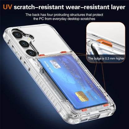 For Samsung Galaxy S25+ Clear Case PC+TPU Phone Cover Card Holder Kickstand