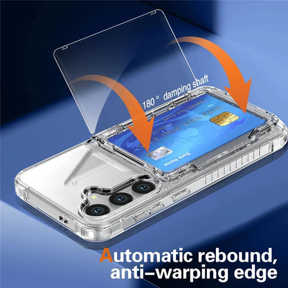 For Samsung Galaxy S25+ Clear Case PC+TPU Phone Cover Card Holder Kickstand