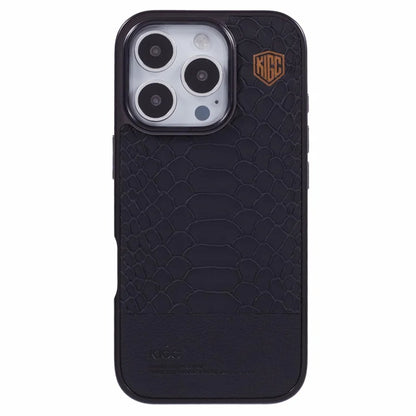 KIGC For iPhone 16 Pro Max Case Compatible with MagSafe Crocodile Texture PU+PC+TPU Electroplating Phone Cover