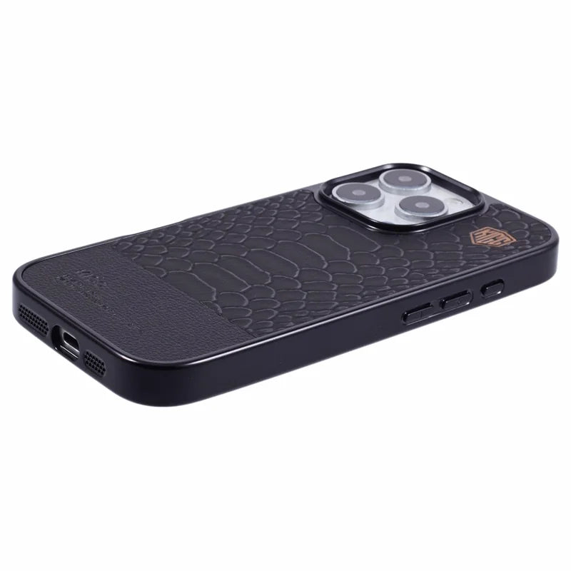 KIGC For iPhone 16 Pro Max Case Compatible with MagSafe Crocodile Texture PU+PC+TPU Electroplating Phone Cover