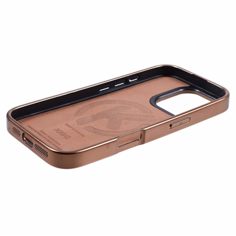 KIGC For iPhone 16 Pro Max Case Compatible with MagSafe Crocodile Texture PU+PC+TPU Electroplating Phone Cover