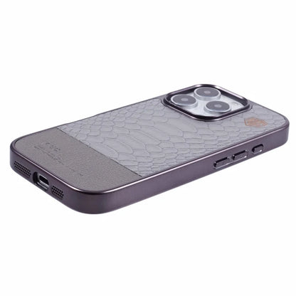 KIGC For iPhone 16 Pro Max Case Compatible with MagSafe Crocodile Texture PU+PC+TPU Electroplating Phone Cover