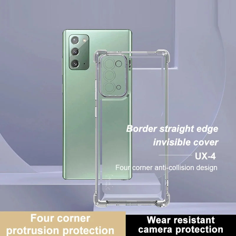 IMAK UX-4 Series for Samsung Galaxy Note20 5G / Note20 Case Straight Frame Four Corner Shockproof Clear TPU Cover