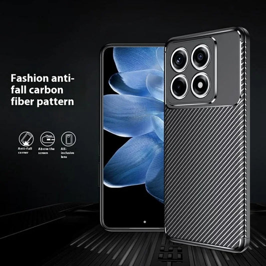 For Xiaomi 14T Pro Case Carbon Fiber Texture TPU Phone Cover Heat Dissipation