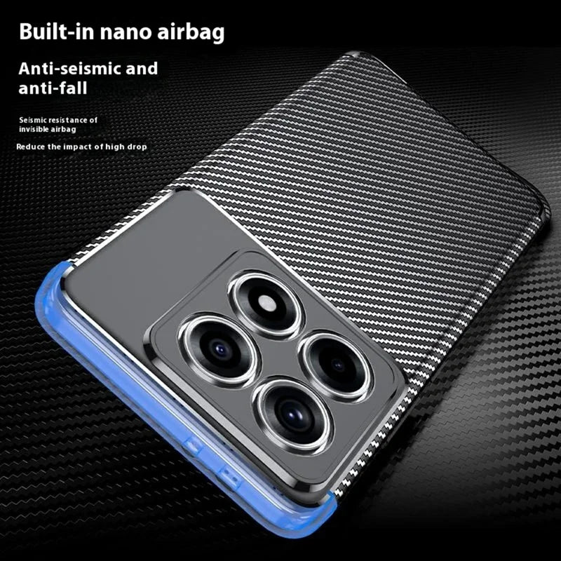 For Xiaomi 14T Pro Case Carbon Fiber Texture TPU Phone Cover Heat Dissipation