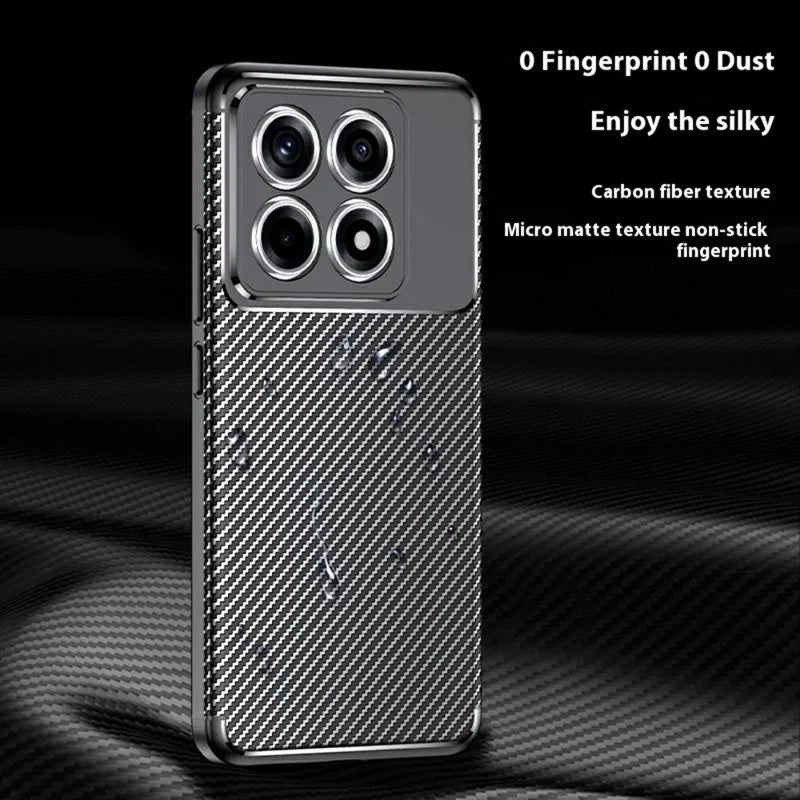 For Xiaomi 14T Pro Case Carbon Fiber Texture TPU Phone Cover Heat Dissipation