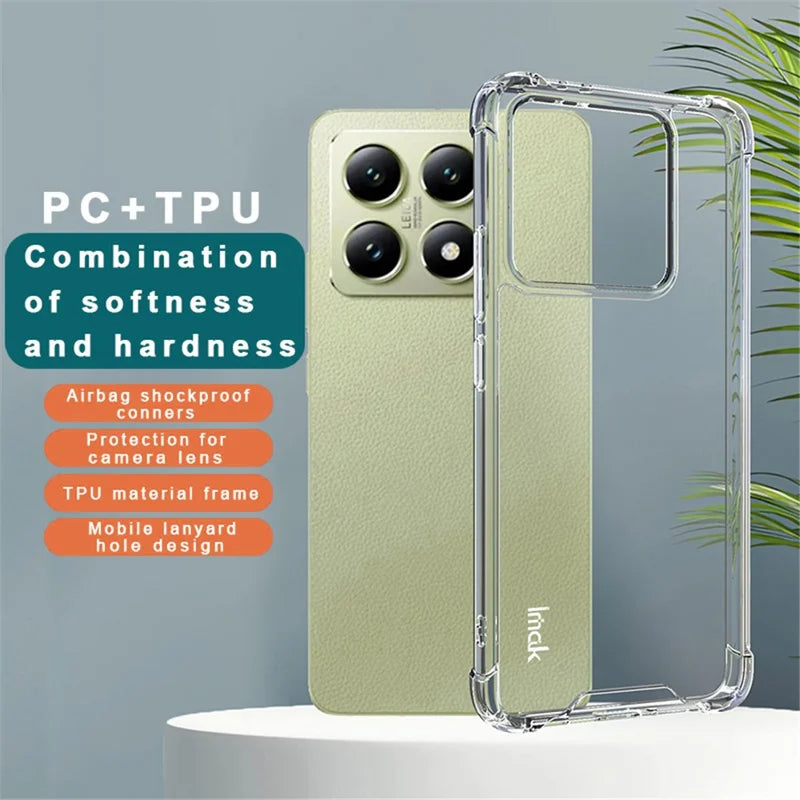 IMAK For Xiaomi 14T Case PC+TPU Shockproof Clear Phone Cover