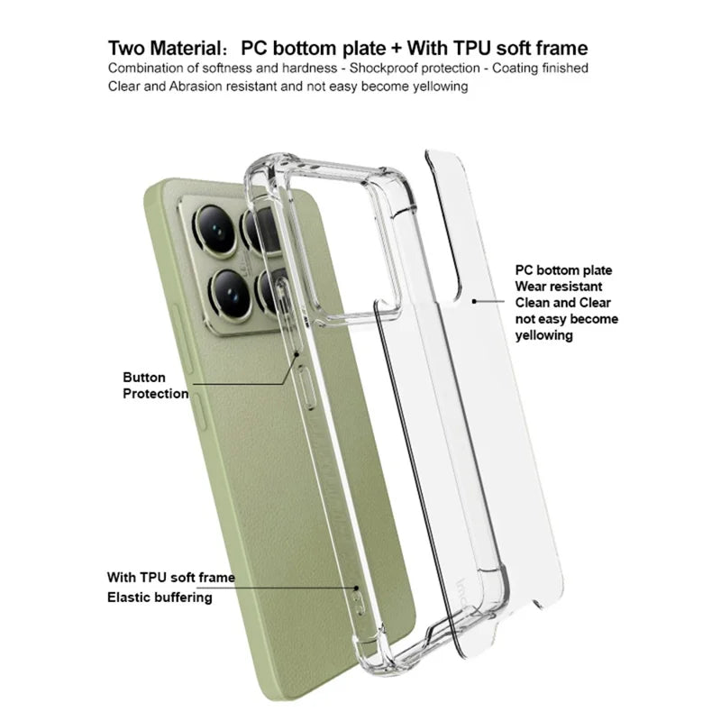 IMAK For Xiaomi 14T Case PC+TPU Shockproof Clear Phone Cover