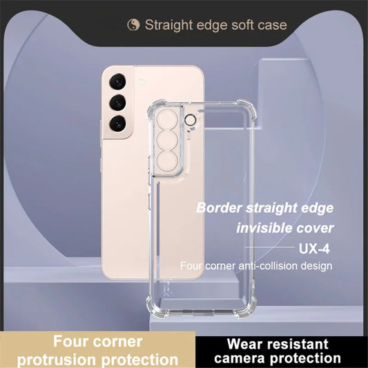 IMAK UX-4 Series for Samsung Galaxy S22 5G Case Straight Frame Four Corner Shockproof Clear TPU Cover