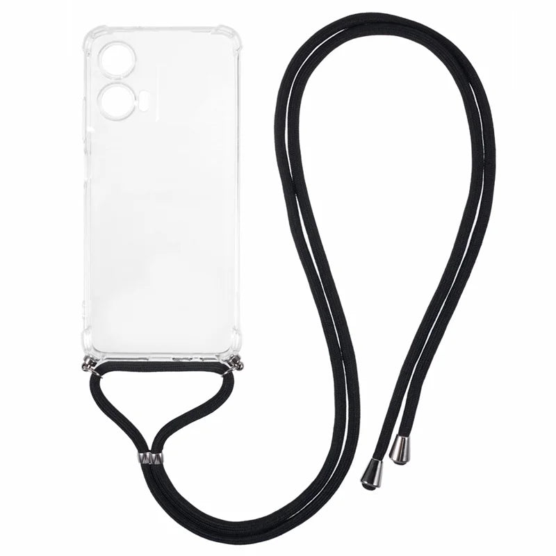 For Motorola Moto G35 5G Case Reinforced Corner TPU Clear Phone Cover with Lanyard