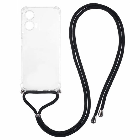 For Motorola Moto G35 5G Case Reinforced Corner TPU Clear Phone Cover with Lanyard