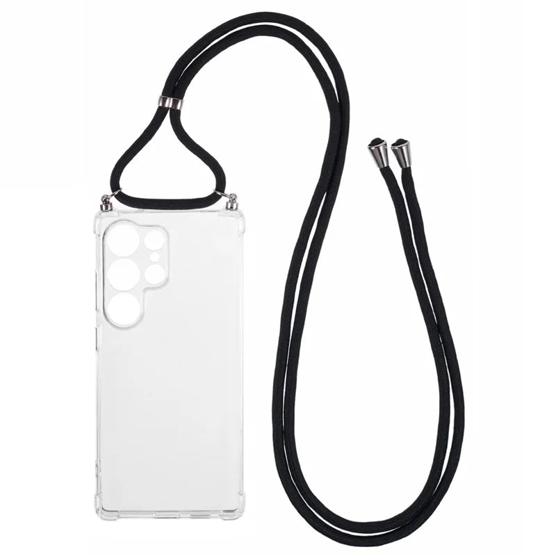For Samsung Galaxy S25 Ultra Case Reinforced Corner TPU Clear Phone Cover with Lanyard