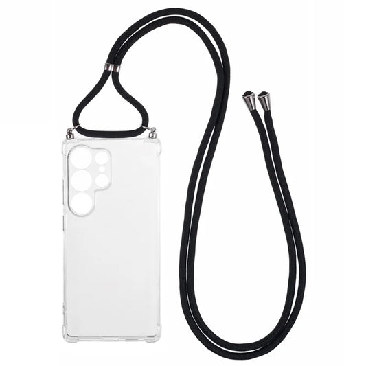 For Samsung Galaxy S25 Ultra Case Reinforced Corner TPU Clear Phone Cover with Lanyard