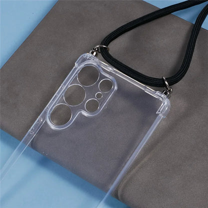 For Samsung Galaxy S25 Ultra Case Reinforced Corner TPU Clear Phone Cover with Lanyard