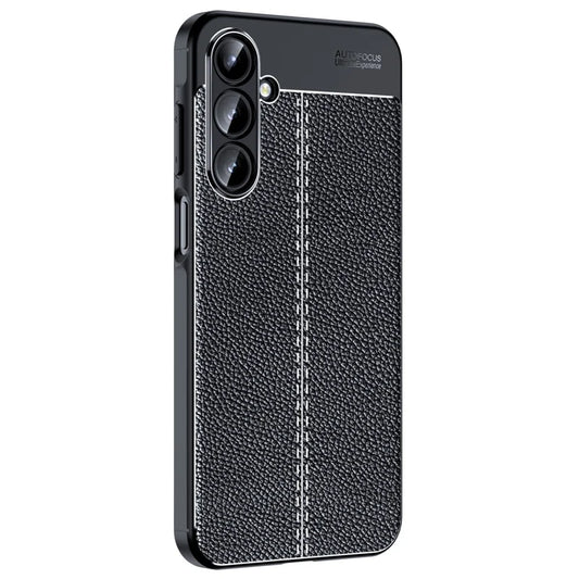 For Samsung Galaxy A16 5G / 4G Case Litchi Texture TPU Flexible Phone Cover, Black