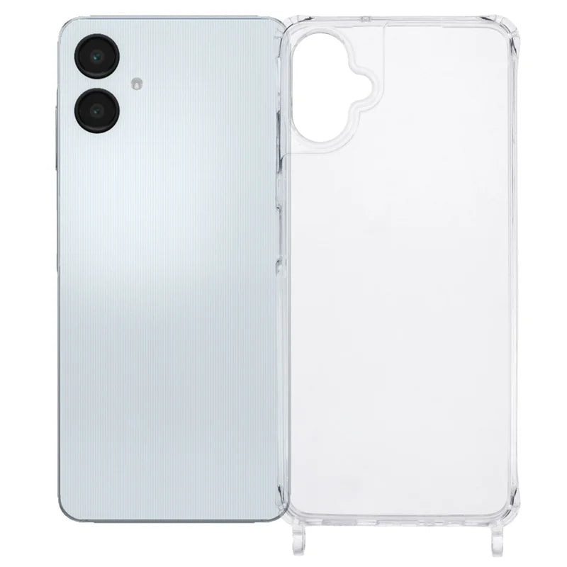 For Samsung Galaxy A06 Case PC+TPU 1.5mm Clear Phone Cover with Lanyard Holes