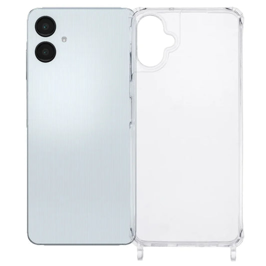 For Samsung Galaxy A06 Case PC+TPU 1.5mm Clear Phone Cover with Lanyard Holes