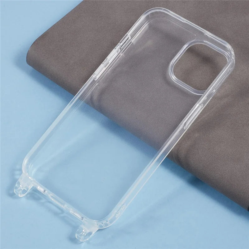 For iPhone 15 Case TPU 1.8mm Clear Phone Cover with Lanyard Holes